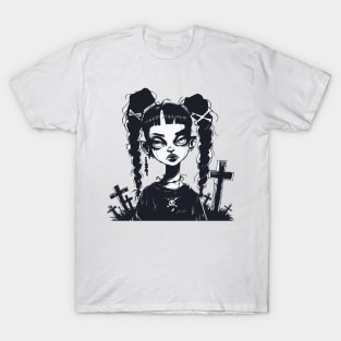 goth grave yard girl T-Shirt